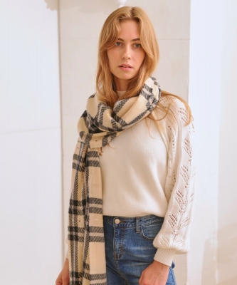 Plaid Long Winter Scarf SF320054 IVORY